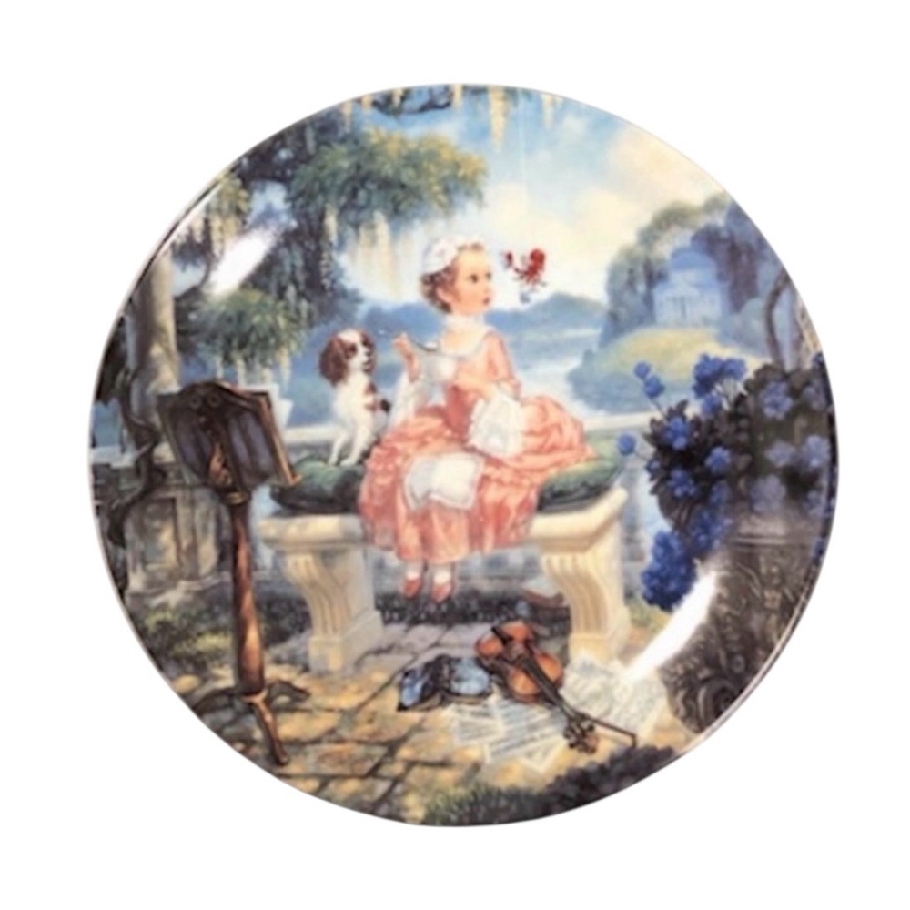 Girl and dog Decorative Vintage Plate